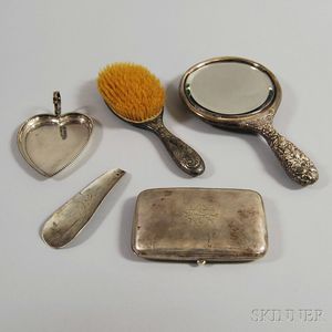 Five Sterling Silver-mounted Dresser and Vanity Items
