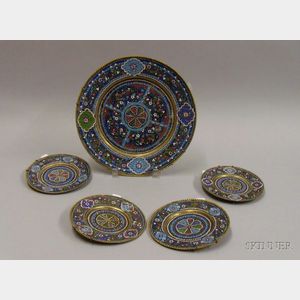 Five Russian Enameled Plates