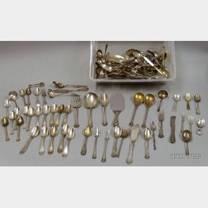 Large Group of Sterling Silver and Silver Plated Flatware