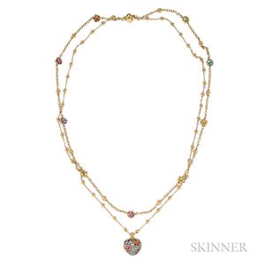 18kt Gold Gem-set Necklace and Pendant, Pasquale Bruni, Gioielmoda