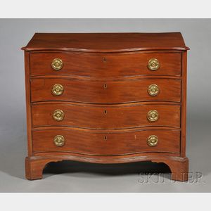 Federal Carved and Inlaid Mahogany Reverse Serpentine Chest of Drawers