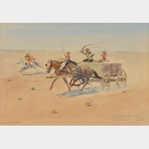 Leonard Howard Reedy (American, 1899-1956) Two Works: Attack on a Wagon