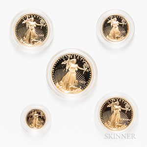 Five American Gold Eagle Proof Coins