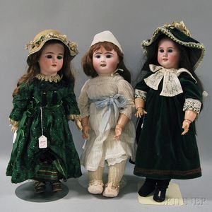 Three Large Bisque Head Dolls