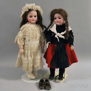 Two Large German Bisque Head Simon Halbig Dolls