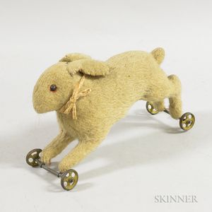 Mohair Stuffed Bunny Pull Toy