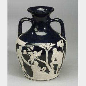 Wedgwood Blue Glazed White Stoneware Portland Vase