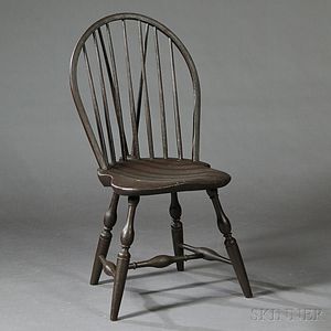 Brown-painted Braced Bow-back Side Chair