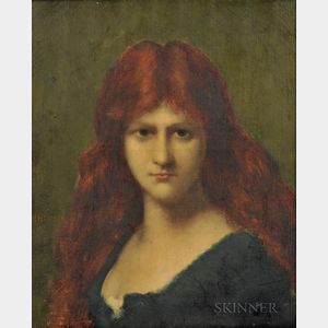 Manner of Jean Jacques Henner (French, 1829-1905) Portrait of a Redhead