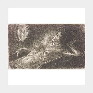 John Sloan (American, 1871-1951) Half Nude on Elbow