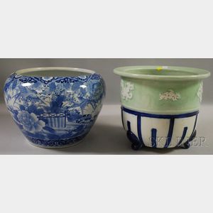 Japanese Porcelain Fish Bowl and Footed Jardiniere