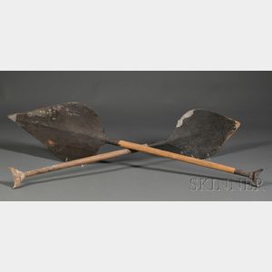 Two Amazon Carved Wood Paddles