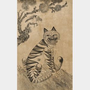 Minhwa Folk Painting Depicting a Tiger