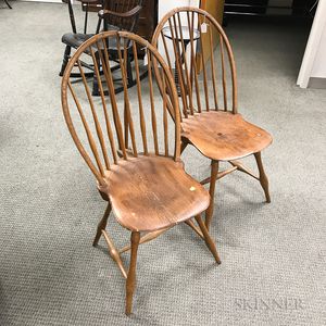 Two Bamboo-turned Braced Bow-back Windsor Side Chairs