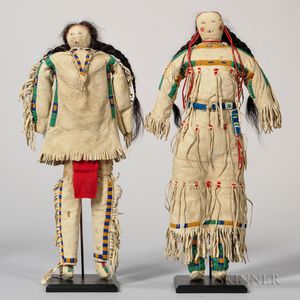 Pair of Beaded Hide Lakota Dolls
