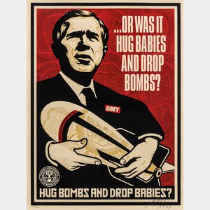 Shepard Fairey (American, b. 1970) Hug Bombs and Drop Babies?