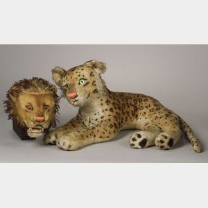 Steiff Mohair Studio-Size Recumbent Ocelot and Lion Trophy Head