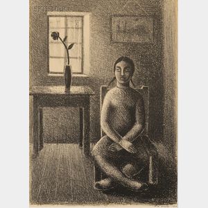 Roberto Gonzalez Goyri (Guatemalan, 1924-2007) Lot of Two Images: Seated Girl