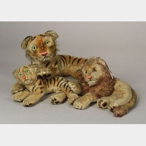 Three Mohair Recumbent Jungle Cats