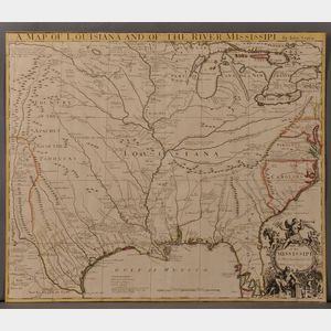 Louisiana, Texas, Gulf Coast, Great Lakes, and the Mississippi. John Senex (1678-1740) A Map of Louisiana and of the River Mississippi.