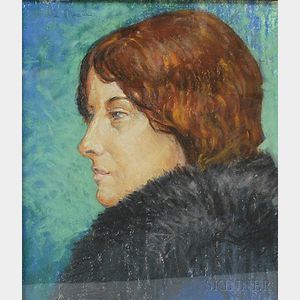 Ora Inge Maxim (American, 1895-1982) Portrait of a Woman with a Fur Collar.