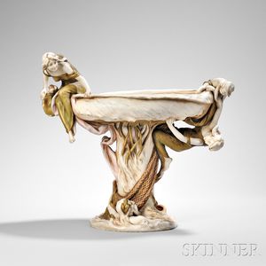Art Nouveau Royal Dux Porcelain Figural Center Bowl