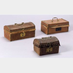 Three Small Hide-Covered Boxes