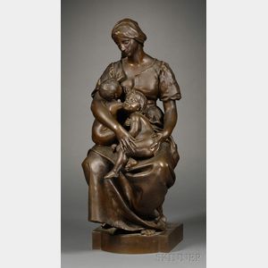 Paul Dubois (French, 1829-1905) Bronze Figure of a Mother and Children, an Allegorical Depiction of Charity