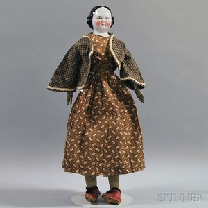Large Brown-eyed China Head Doll