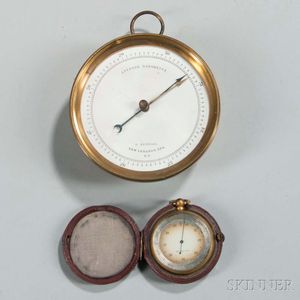 Brass-cased Aneroid Barometer by E. Kendall and a Pocket Barometer by George Rossiter