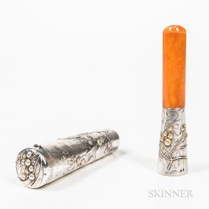 Aesthetic Sterling Silver Cigarette Holder and Case
