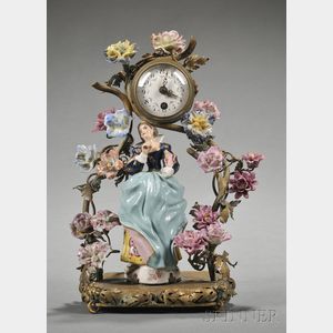 Porcelain and Gilded Brass Mounted Timepiece