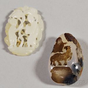 Jade Pendant and Agate Pebble