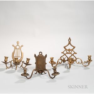 Three Sets of Brass Wall Sconces