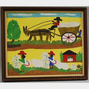Clementine Hunter (American, 1886-1988) Cotton Harvest.
