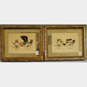 Two Framed Lithographs Depicting Carriages
