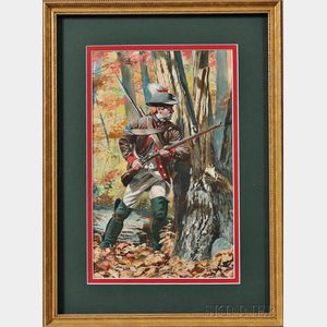 Framed Original Don Troiani Watercolor Figure Study of Morgan's Rifleman