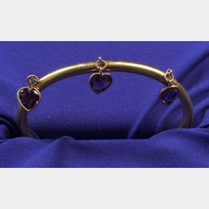 Antique 18kt Gold and Amethyst Bangle Bracelet