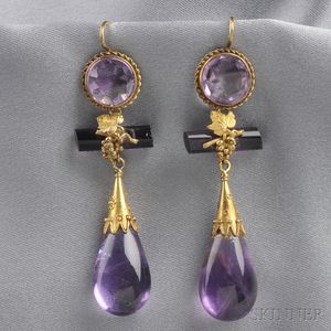 Antique Gold and Amethyst Earpendants