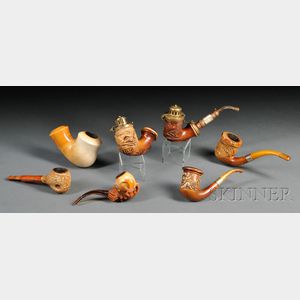 Seven Meerschaum Carved Pipes