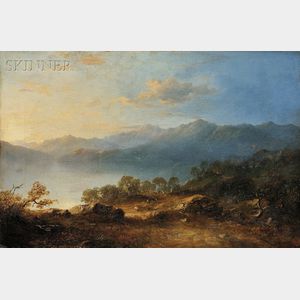 Horatio McCulloch (Scottish, 1805-1867) Landscape at Dusk