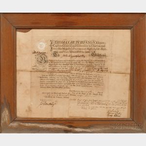 Thomas Hutchinson Signed Officer's Commission