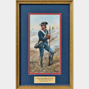 Framed Original Don Troiani Watercolor Figure Study of the 3rd Pennsylvania Regiment