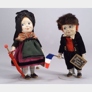 Pair of French Hansi Character Dolls