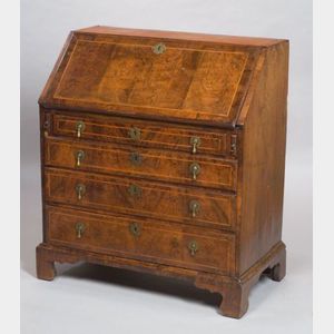 Early Georgian Crossbanded and Inlaid Walnut Slant-lid Desk