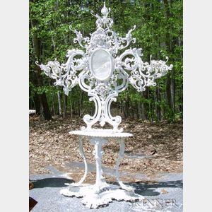 Victorian Rococo-style White-painted Cast Iron Hall Tree