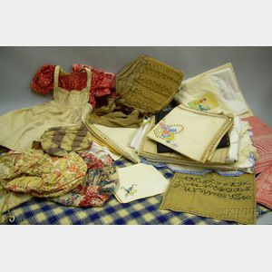 Group of Assorted Table Linens, Home Spun Textiles, Accessories, Etc.