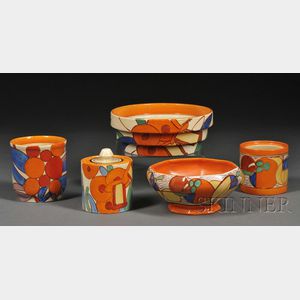 Five Clarice Cliff Fantasque Ware Pottery Items