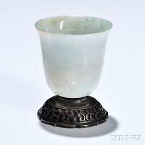 Jadeite Cup on Silverwork Stand