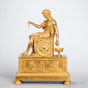 Young Philosopher Gilt Figural Clock
